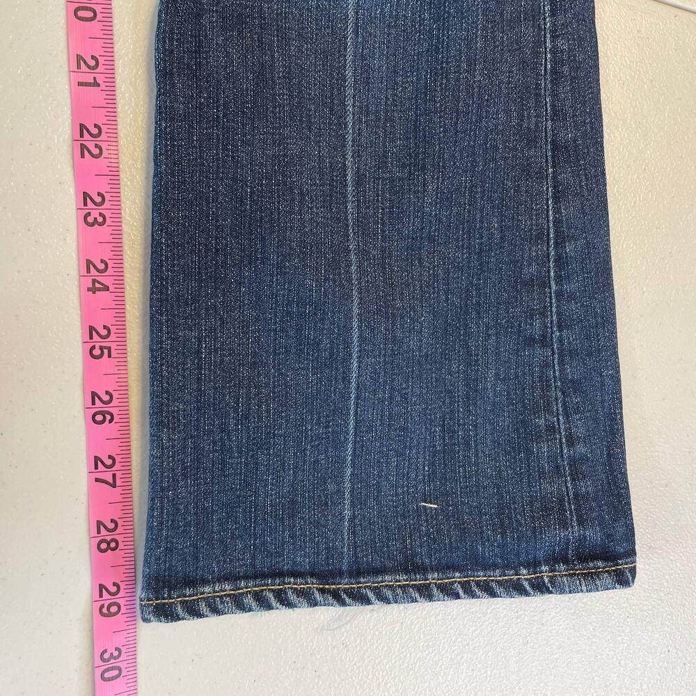 Paige Petite Premium Denim Lauren Canyon Blue Flared Lo Rise Distressed Jeans 25 - Picture 12 of 13